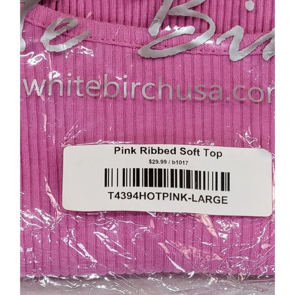 White Birch Shirt Pink Ribbed Soft Short Sleeve Open Back Womens Large New in Ba - Picture 6 of 7